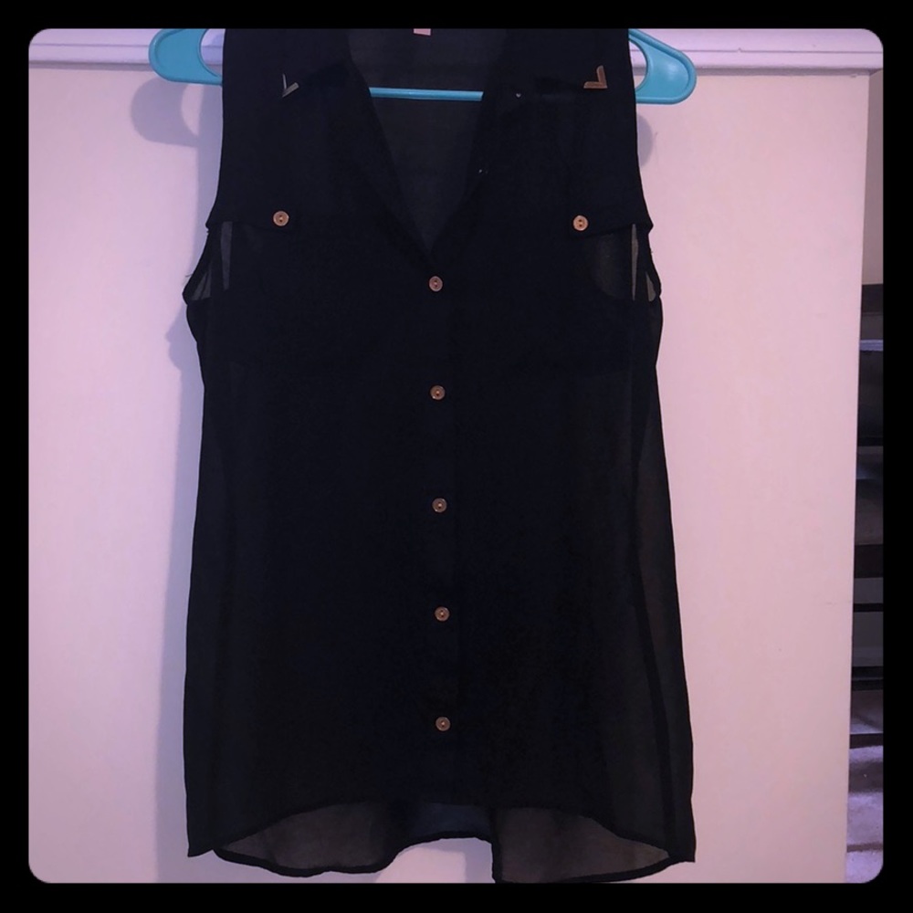 Black tank with gold buttons